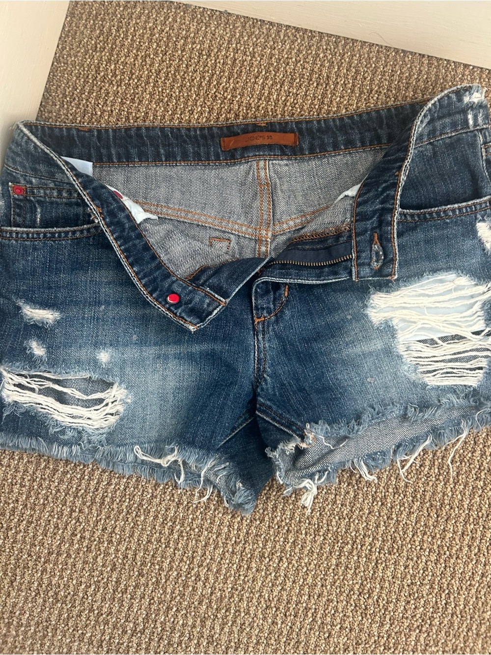 Joe's Jeans Women's Distressed Dark Blue Denim Cutoff Shorts